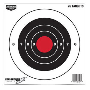 Birchwood Casey 37826 EZE-Scorer  8" Bullseye Paper Hanging Black/Red 26 Per Pkg
