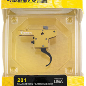 Timney Triggers 201 Featherweight  Curved Trigger with 3 lbs Draw Weight & Yellow/Black Finish for Mauser 98FN