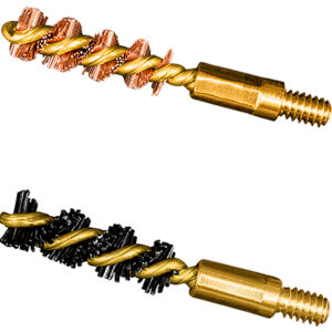Otis FG317NB Bore Brush Set  17 HMR/177 Cal/177 WSM 5-40" Thread 1" Long Bronze/Nylon Bristles 2 Per Pkg