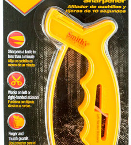 Smiths Products JIFFS 10-Second Knife & Scissor Sharpener Hand Held Fine, Coarse Carbide, Ceramic Sharpener Plastic Handle Yellow