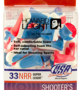 Howard Leight R01891 USA Shooters Earplugs  Foam 33 dB In The Ear Red/White/Blue Adult 10 pair