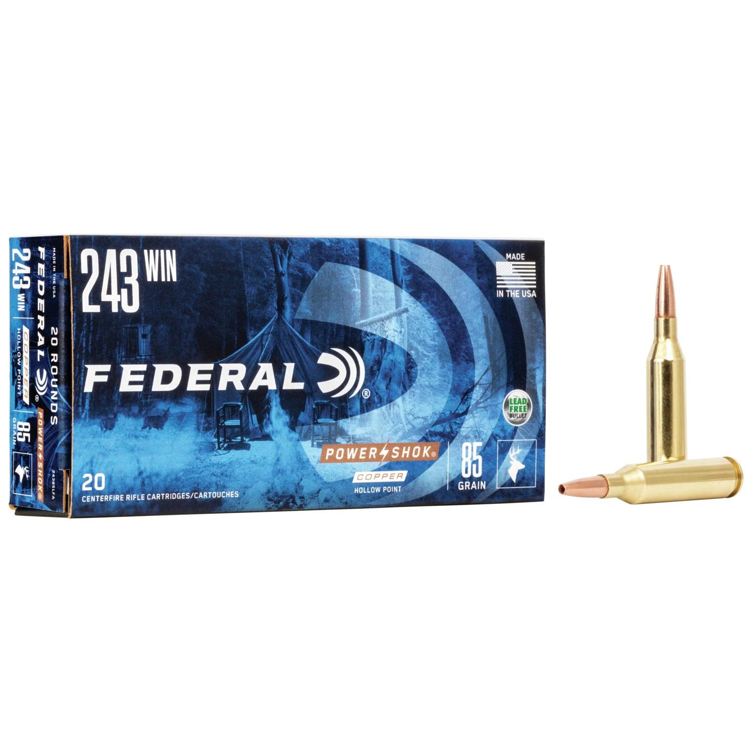 Federal .243 Winchester 85gr COPPER HOLLOW POINT Brass – 20rd