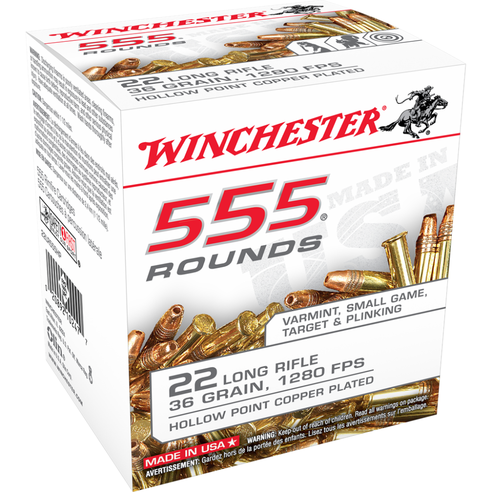 Winchester .22 LR 36gr HP Brass – 555rd