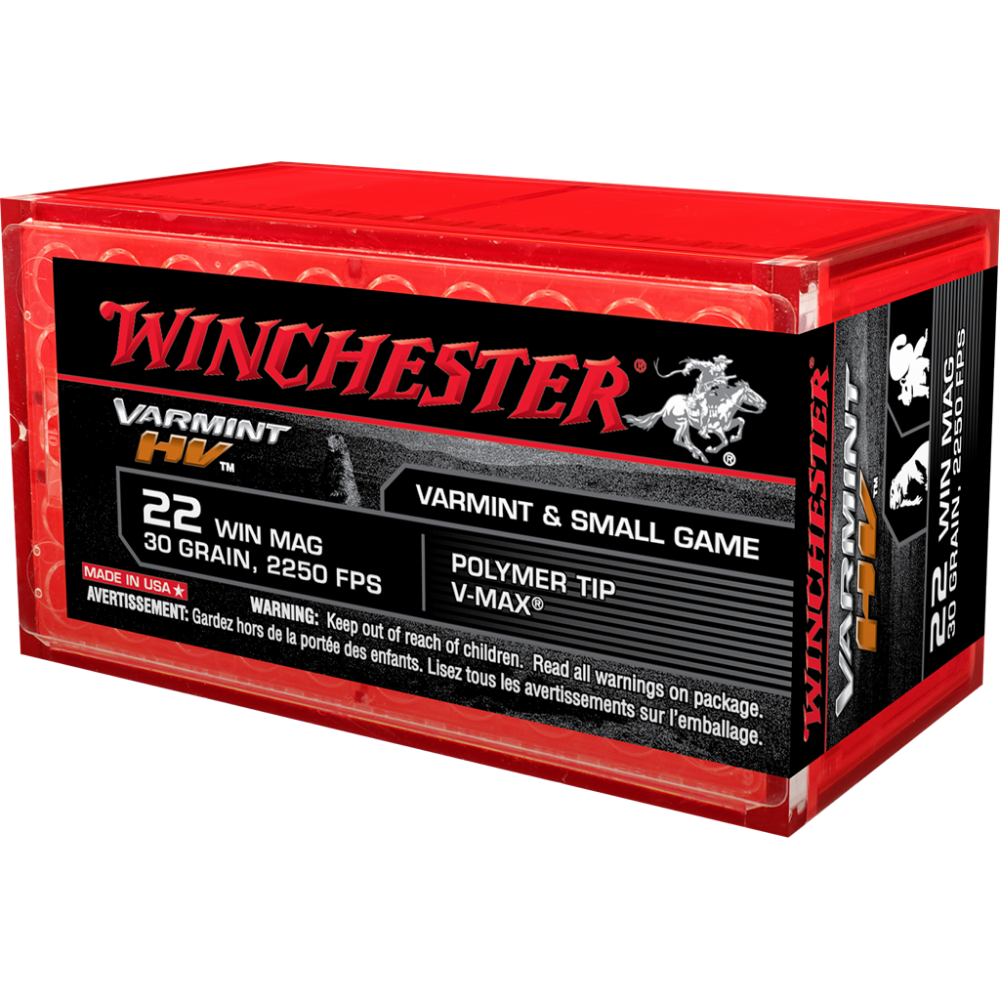 Winchester .22 WMR 30gr V-MAX Brass – 50rd