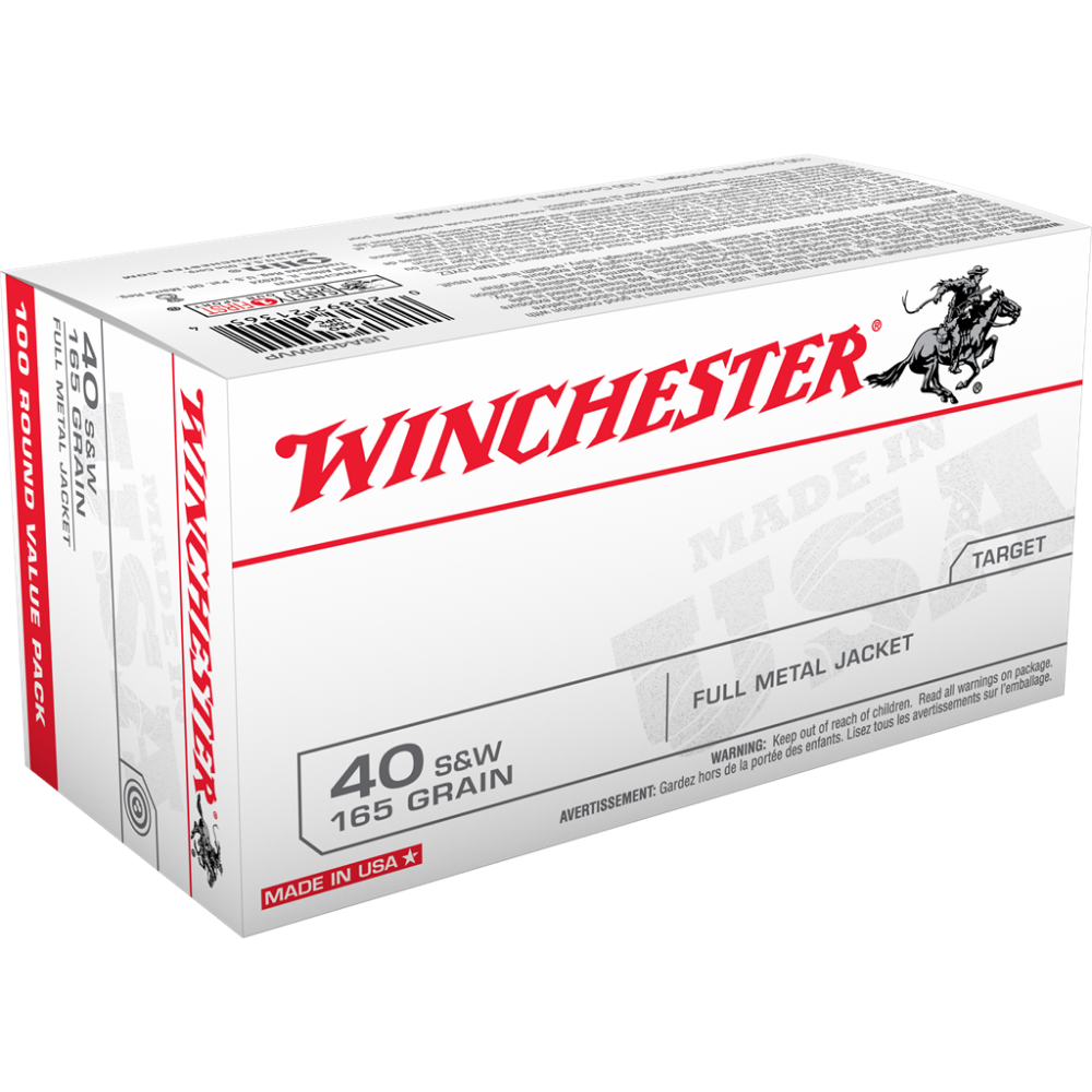 Winchester .40 S&W 165gr FMJ Brass – 100rd