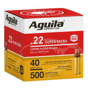 Aguila Super Extra High Velocity Rifle Ammunition .22 LR 40 gr. CPSP 1255 fps 500/ct