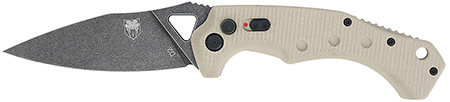 CobraTec Knives TANAFRYK Ryker 3.75″ Folding Plain Black Stonewashed D2 Steel Blade, 5″ Tan Textured G10 Handle
