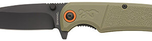 Browning 3220513 Buckmark Slim EDC 3.13" Folding Drop Point Plain Black Oxide D2 Steel Blade, Sage Textured Polymer Handle