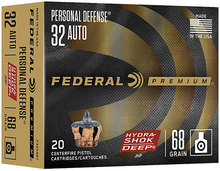 Federal .32 ACP 68gr HYDRA-SHOK Brass – 20rd