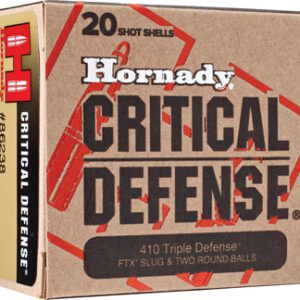 Hornady 86238 Critical Defense Triple Defense 410Gauge 2.50" 2RoundBalls/1 FTXSlug 20 Per Box/10 Case