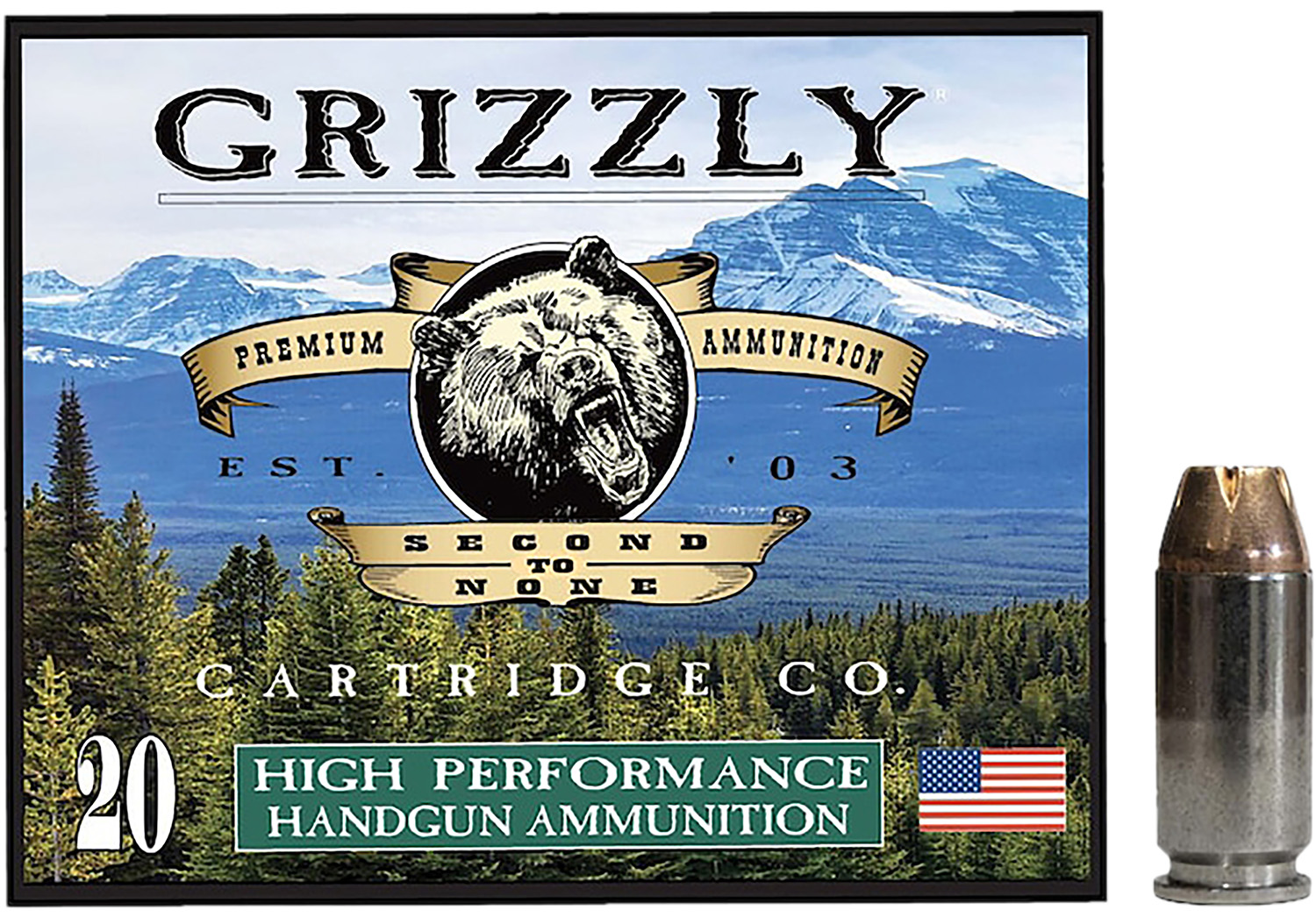 Grizzly-Ammo .40 S&W 180gr JACKETED HOLLOW POINT – 20rd