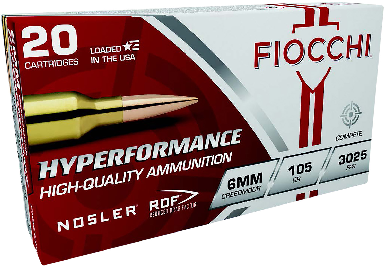 Fiocchi 6mm Creedmoor 105gr NOSLER REDUCED DRAG FACTOR Brass – 20rd