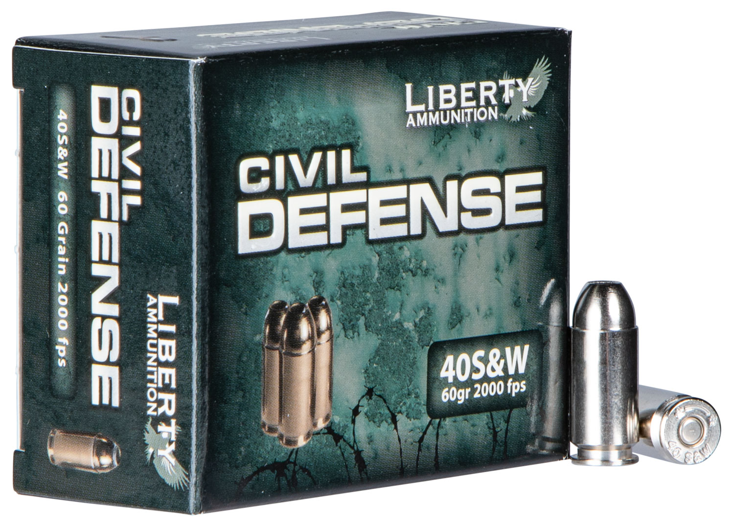 Liberty Ammunition .40 S&W 60gr Nickel-Plated Brass – 20rd