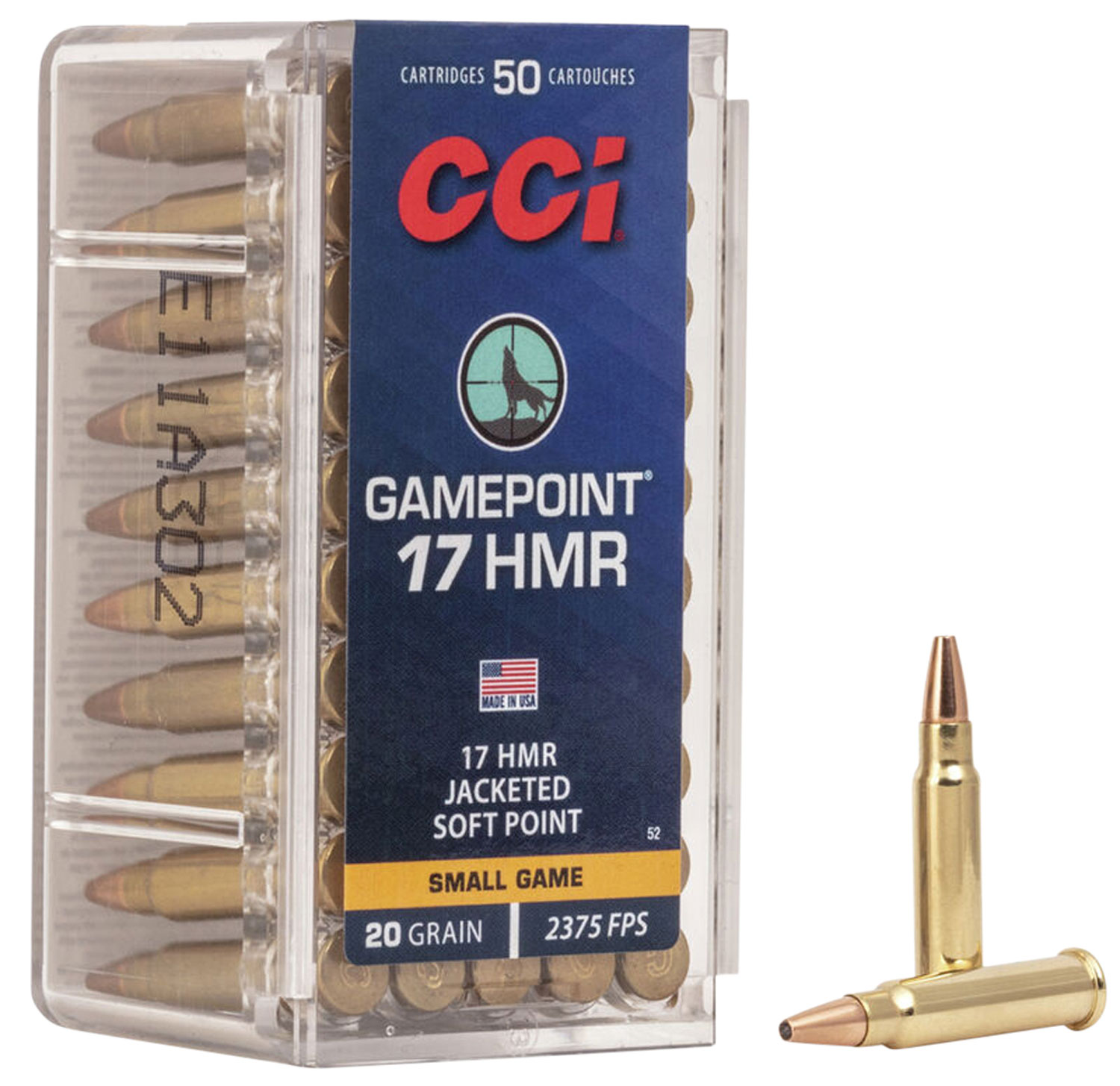 Cci .17 HMR 20gr JSP Brass – 50rd