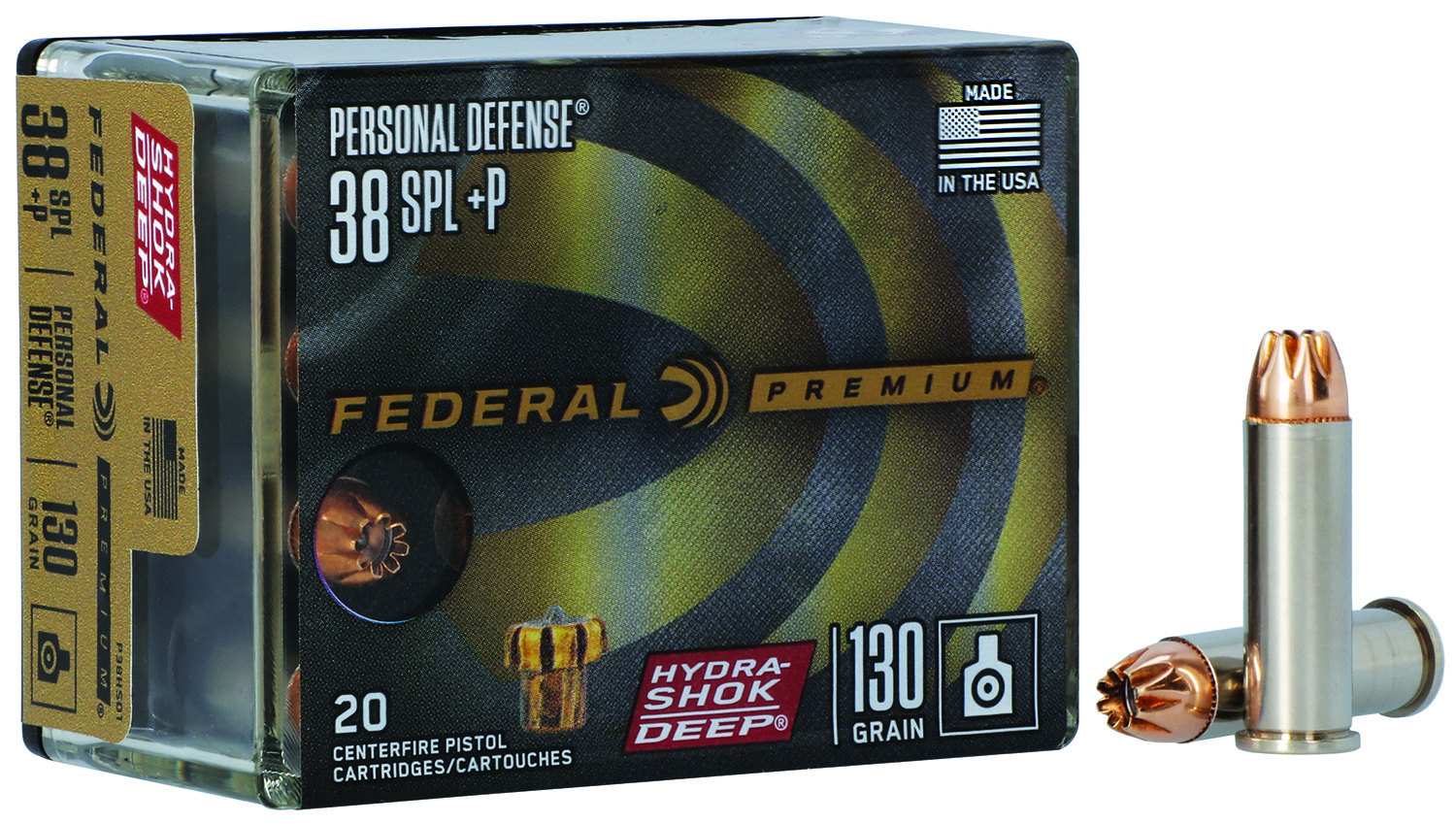 Federal .38 Special 130gr HYDRA-SHOK Nickel-Plated Brass – 20rd